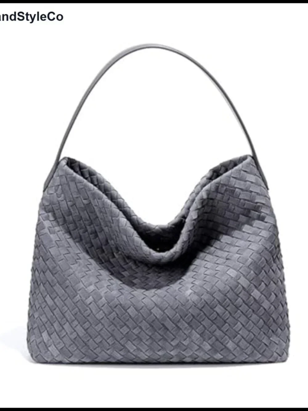 Women's Braided Faux Suede Crescent Hobo Shoulder Bag with Adjustable Strap